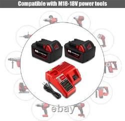 2 PACK 9AH for Milwaukee 18V XC8.0 High Capacity Battery and Charger Combo