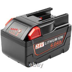 2Pack 6.0Ah Replace M28 Battery For MILWAUKEE 28V M28 V28 48-11-2830 48-59-2819
