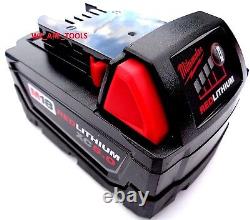 (5) New 18V Milwaukee 48-11-1850 5.0 AH Batteries, (1) Charger, M18 18 Volt Red