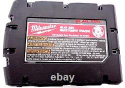 (5) New 18V Milwaukee 48-11-1850 5.0 AH Batteries, (1) Charger, M18 18 Volt Red