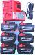 (6) 18v Milwaukee 48-11-1850 5.0 Ah Batteries, (1) Charger, M18 18 Volt Red