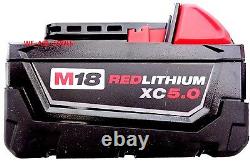 (6) 18V Milwaukee 48-11-1850 5.0 AH Batteries, (1) Charger, M18 18 Volt Red