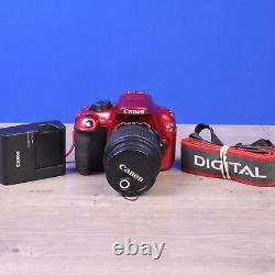 Canon EOS Rebel T5 18.0MP Digital SLR Camera Red EFS 18-55mm Charger/Battery