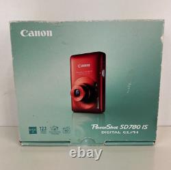 Canon PowerShot SD780 IS Digital Camera (red) with battery & charger WORKS