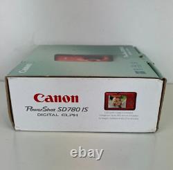 Canon PowerShot SD780 IS Digital Camera (red) with battery & charger WORKS