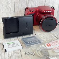 Canon PowerShot SX400 IS 16.0MP Digital Camera Red Battery +Charger Tested CLEAN