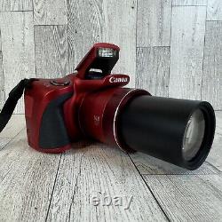 Canon PowerShot SX400 IS 16.0MP Digital Camera Red Battery +Charger Tested CLEAN