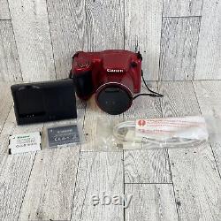 Canon PowerShot SX400 IS 16.0MP Digital Camera Red Battery +Charger Tested CLEAN