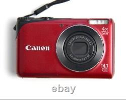 Canon Powershot A2200 HD 14.1 MP Digital Camera Red With Battery & Charger TESTED