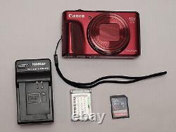 Canon Powershot SX720 HS RED New Charger, Battery & 16GB SD CLEAN