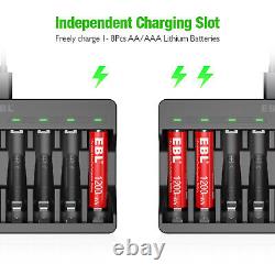 EBL AA AAA 3000mAh Rechargeable Lithium Li-ion Batteries / Battery Charger Lot