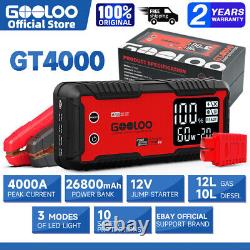 GOOLOO GT4000 Car Jump Starter 4000A Battery Charger Power Bank Portable 12V Box