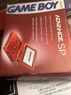 GameBoy Advance Sp Flame Red in the BOX All Inserts OEM Battery! No Charger