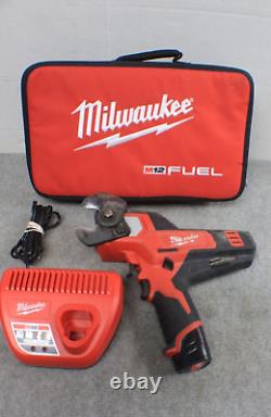 Milwaukee 2472-20 M12 600 MCM Cable Cutter With2Ah Battery Charger Soft Case