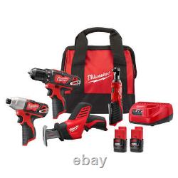 Milwaukee 2497-24B M12 12V Cordless Lithium-Ion 4-Tool Combo Kit