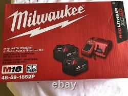 Milwaukee 48-59-1852P M18 2 Batteries XC5 Battery Charger Bag Starter Kit