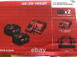 Milwaukee 48-59-1852P M18 2 Batteries XC5 Battery Charger Bag Starter Kit