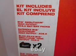 Milwaukee 48-59-1882 M18 Dual Bay Rapid Charger & 2 M18 XC8.0 8Ah Battery Packs