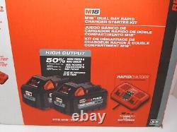 Milwaukee 48-59-1882 M18 Dual Bay Rapid Charger & 2 M18 XC8.0 8Ah Battery Packs