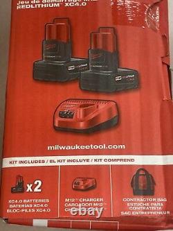 Milwaukee 48-59-2442SP M12 Lithium 4.0ah X 2 Battery, Charger Starter Kit Set