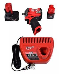 Milwaukee M12 FUEL Stubby 3/8 in. Impact Wrench Kit Tool, batteries, charger bag