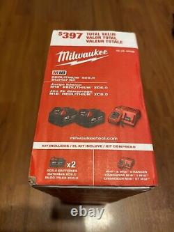 Milwaukee M18 2 Pack XC5.0 Ah Starter Kit Battery Charger 48-59-1852B SEALED