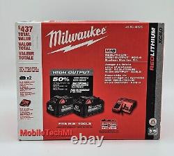 Milwaukee M18 2x 6.0 Ah HIGH OUTPUT Batteries Kit Charger 48-11-1862S OEM 18V