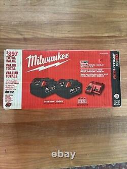 Milwaukee M18 XC5.0 Extended Capacity Battery 2 Pack withCharger 48-59-1852B