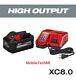 Milwaukee M18 Xc8.0 High Output 8.0ah Battery 48-11-1880 & Rapid Charger Oem 8.0