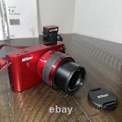 Nikon 1 J1 Digital Camera RED- Battery Charger and User Manuals With Strap- Tested