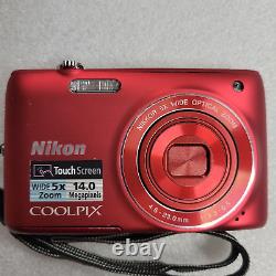 Nikon COOLPIX S4100 14.0MP Digital Camera-RED+BATTERY+CHARGER+CASE+4GB MEM+9/10