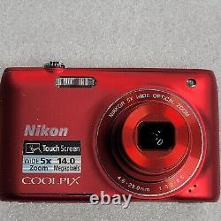 Nikon COOLPIX S4100 14.0MP Digital Camera-RED+BATTERY+CHARGER+CASE+4GB MEM+9/10