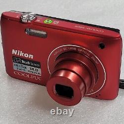 Nikon COOLPIX S4100 14.0MP Digital Camera-RED+BATTERY+CHARGER+CASE+4GB MEM+9/10