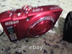 Nikon CoolPix S8200 16.1MP 14x Zoom Compact Digital Camera Battery Charger Red