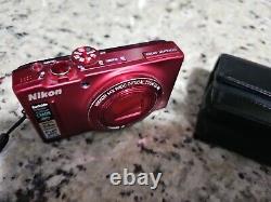 Nikon CoolPix S8200 16.1MP 14x Zoom Compact Digital Camera Battery Charger Red