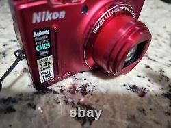 Nikon CoolPix S8200 16.1MP 14x Zoom Compact Digital Camera Battery Charger Red