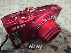 Nikon CoolPix S8200 16.1MP 14x Zoom Compact Digital Camera Battery Charger Red