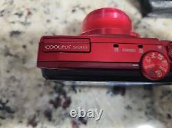 Nikon CoolPix S8200 16.1MP 14x Zoom Compact Digital Camera Battery Charger Red