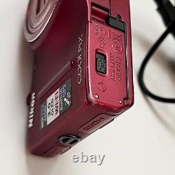 Nikon Coolpix S9500 Digital Camera Red with Battery + Charger TESTED / WORKS