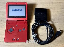 Nintendo Gameboy Advance SP AGS-001 (Red) with Fresh Battery + Charger NO GAME