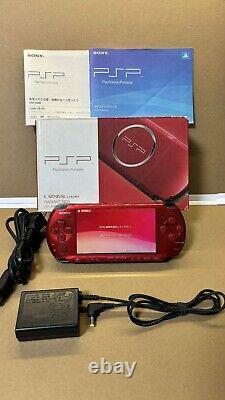 PSP-3000 SONY PSP Playstation Console Only+ Battery/Charger Used Red