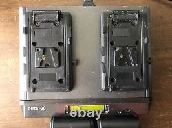 Pro-X XC-2LS Battery Charger And 2 Batteries Arri red Camera Anton Bauer Corex