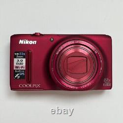 Appareil photo numérique Nikon Coolpix S9500 Rouge avec batterie + chargeur TESTÉ / FONCTIONNE