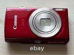 Appareil photo numérique compact Canon IXY 180 rouge avec zoom optique 8x, utilisé avec batterie et chargeur