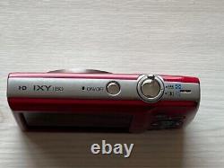 Appareil photo numérique compact Canon IXY 180 rouge avec zoom optique 8x, utilisé avec batterie et chargeur