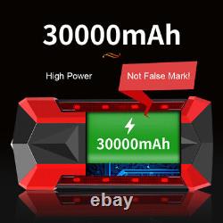 Batterie de secours portable 30000mAh pour voiture avec démarreur de saut, booster et chargeur de batterie