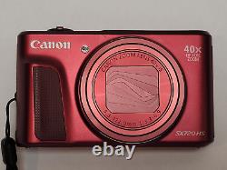 Canon Powershot SX720 HS ROUGE Nouveau Chargeur, Batterie & 16GB SD NETTOYER