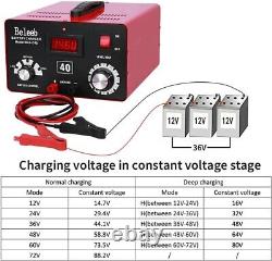 Chargeur de batterie ajustable C40 12V 24V 36V 48V 60V 72V, Rouge, Noir