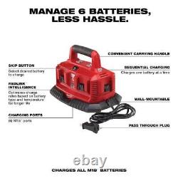 Chargeur de batterie compact Milwaukee M18 à port séquentiel, station de charge 6 pack