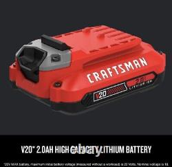 Ensemble de démarrage de batterie et de chargeur CRAFTSMAN V20, 2.0 Ah (CMCB202-2CK)